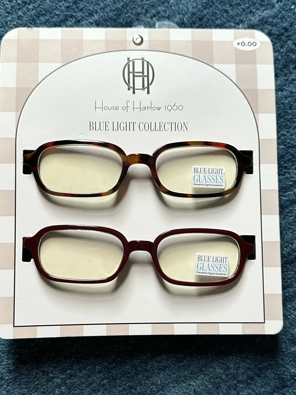 House of Harlow 1960 Blue Light Glasses - Tortoiseshell & Burgundy